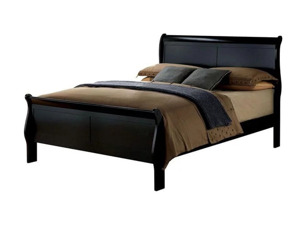 1pc Eastern King Size Black Solid Wood Bedframe H4372