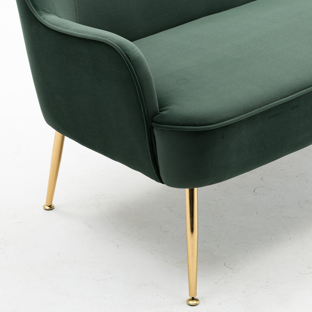 Dark Green Velvet Accent Chair with Gold Legs B25918