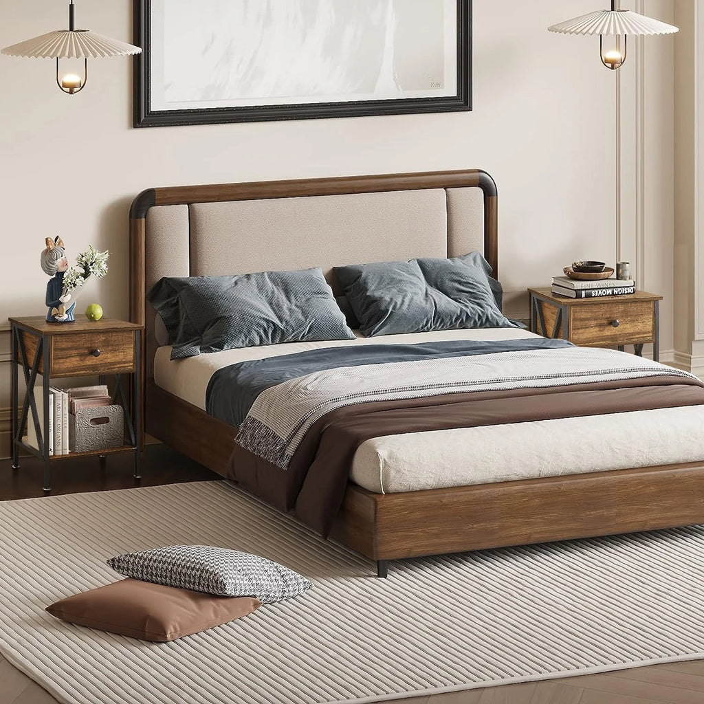 Brown 3-piece Coffee Table Set with Shelf and 2 Nightstands R6595