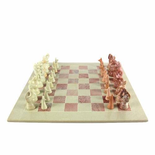 Hand Carved Soapstone Animal Chess Set M827