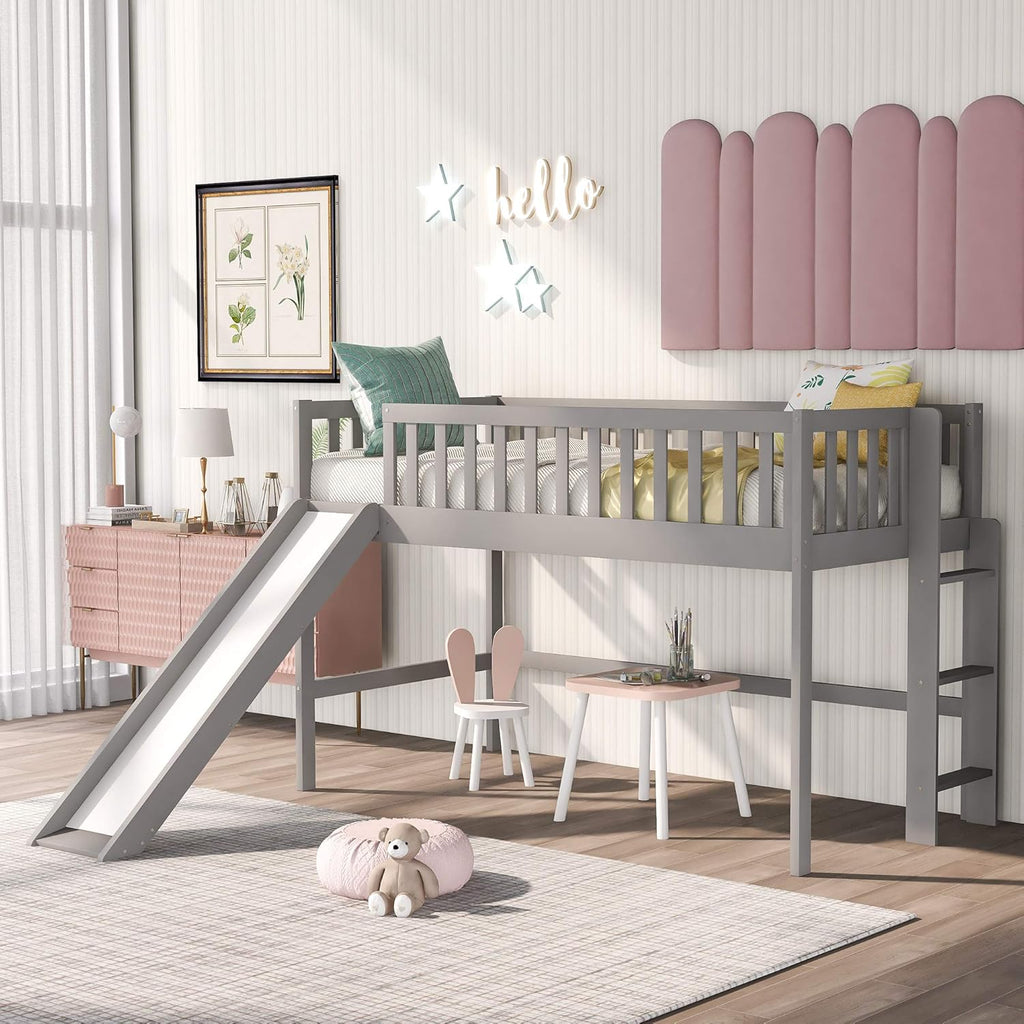 Twin Loft Beds with Slide and Staircase Z9186