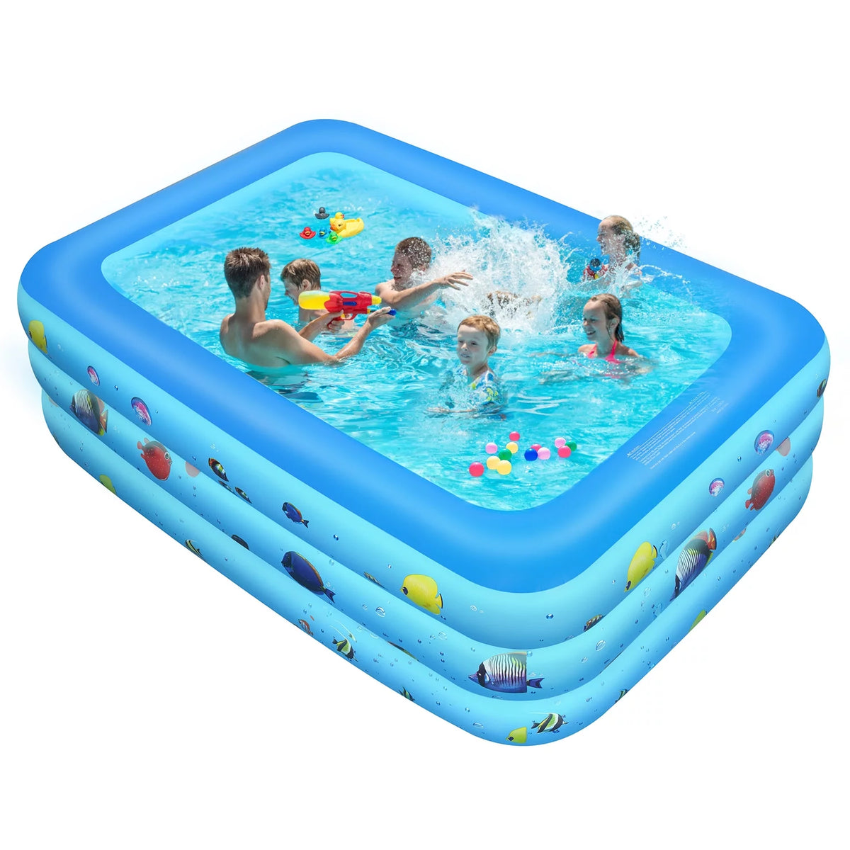 Inflatable Pool, Thickened Kiddie Pool, BPA-Free, 6.9 x 5 x 1.8 ft, Blue D5124
