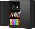 Locking Metal Cabinet with 2 Doors, 4 Adjustable Shelves, Black B5185