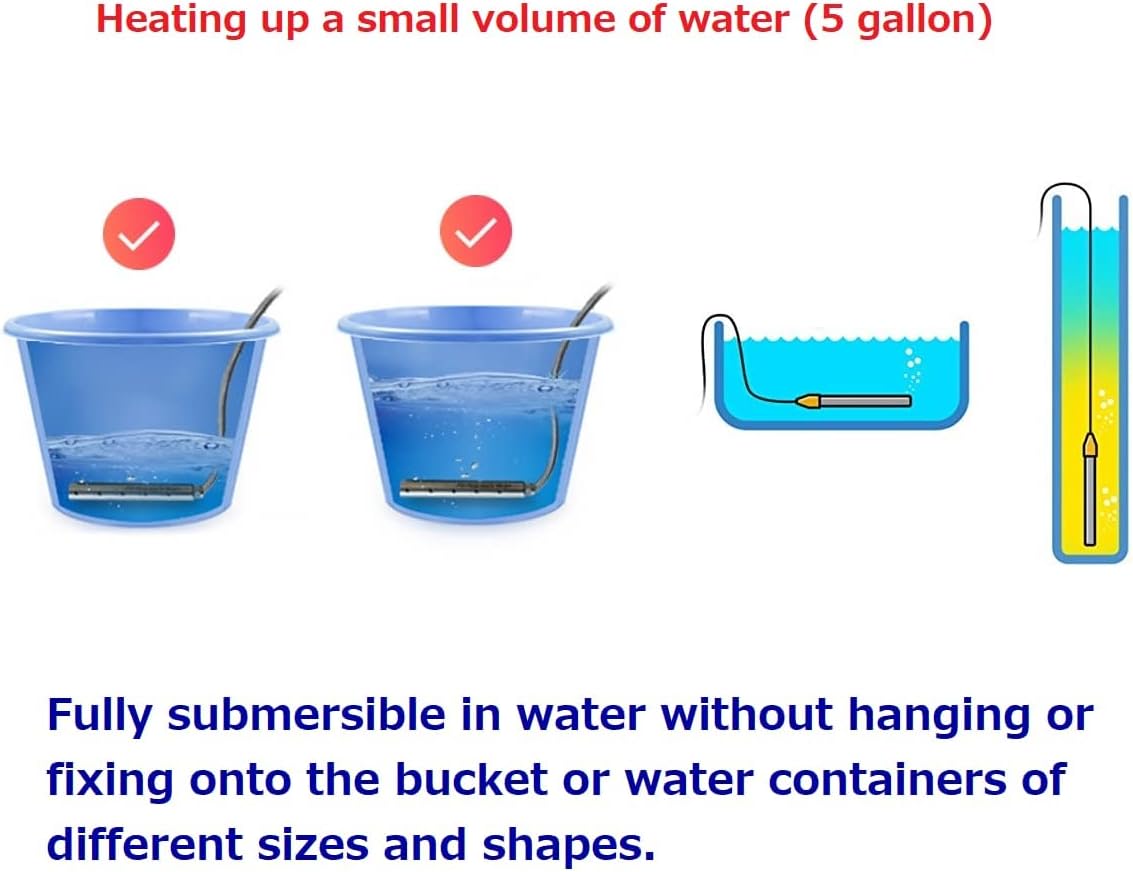 1000W Stainless Steel Submersible Bucket Water Heater S712