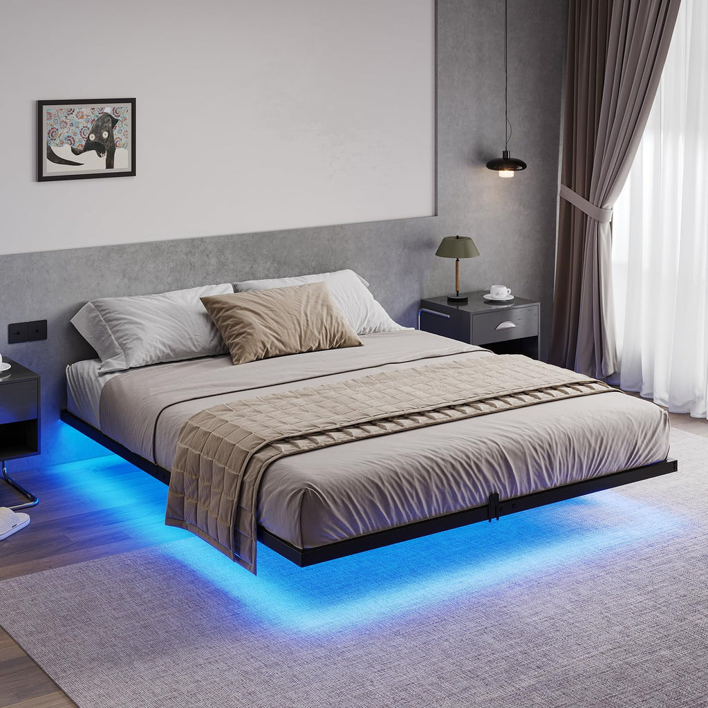 Queen Metal Platform Bed Frame with LED Lights X115887