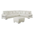 White Faux Leather Sectional with Ottoman G4904