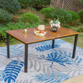 Rectangle Outdoor Dining Table Steel Frame Wood Grain Top L791