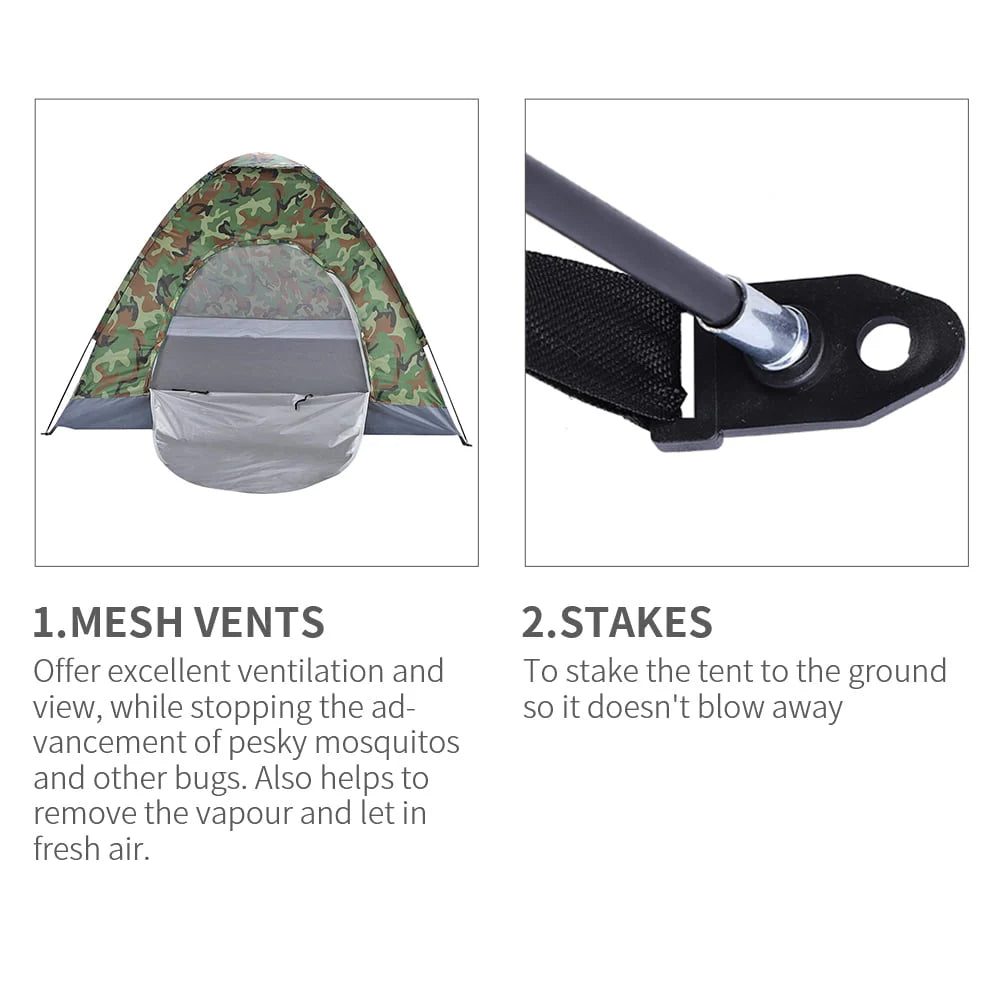 3-4 Person Camouflage Camping Tent with Carrying Bag M4685
