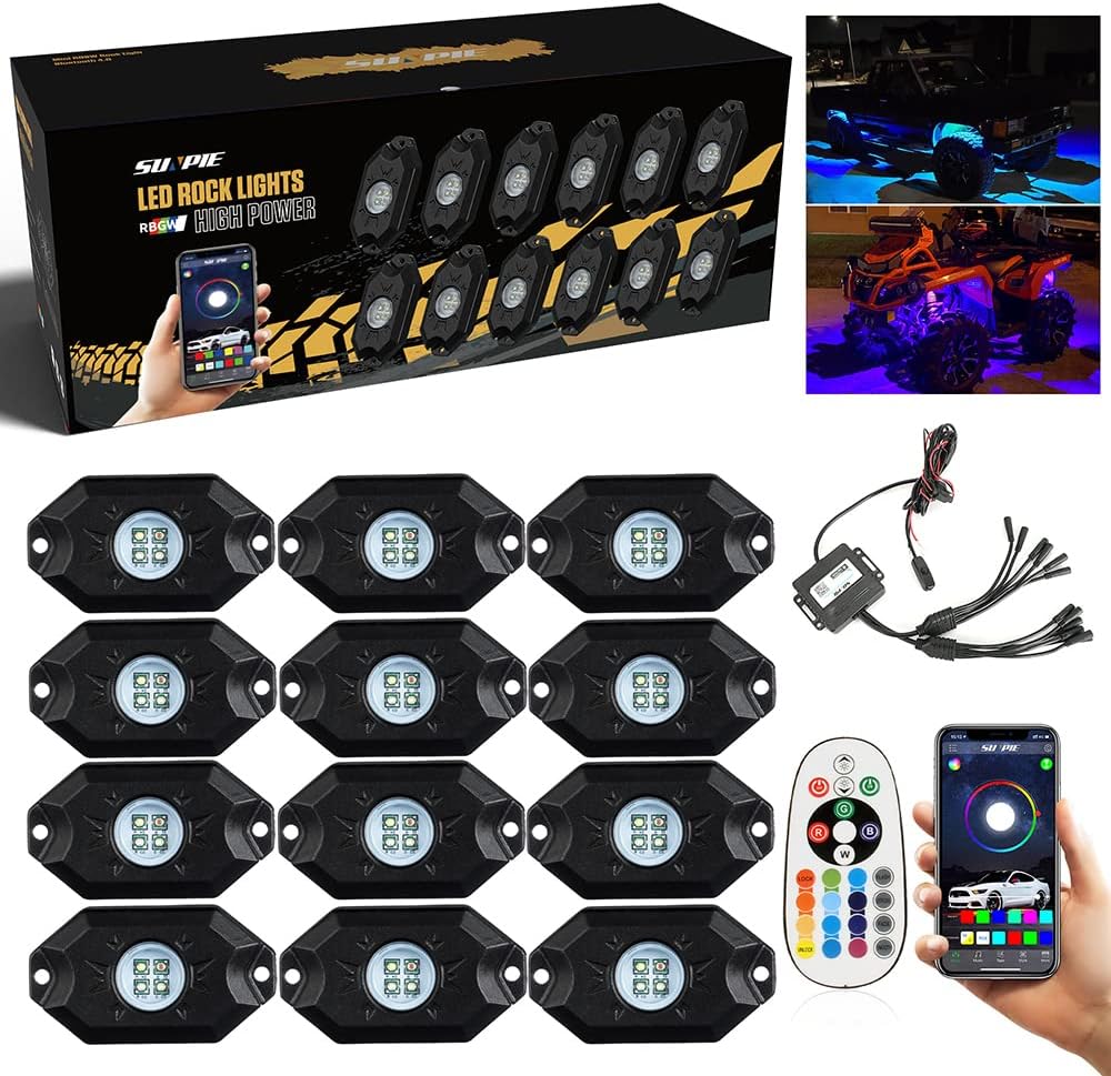 6 Pods RGBW LED Rock Lights with Remote Control Pack of 2 J21232