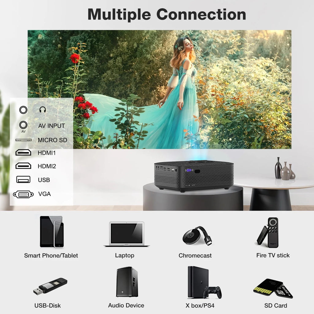 Mini WiFi Projector HD 1080P 240 LCD Display with Bluetooth T21015