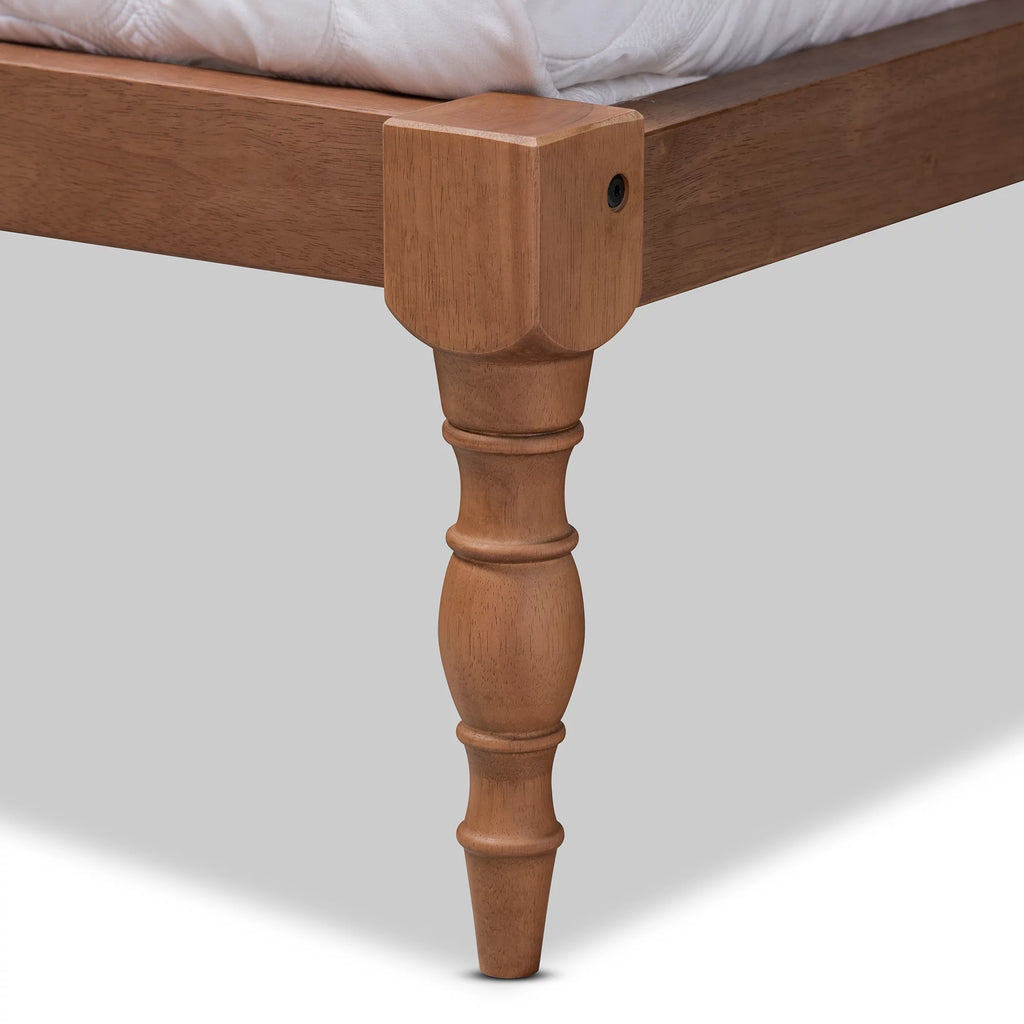 Walnut Brown Wood Queen Size Platform Bed Frame R662807