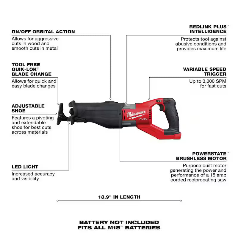 18V Brushless Cordless Reciprocating Saw with Battery & Blade Set K7755