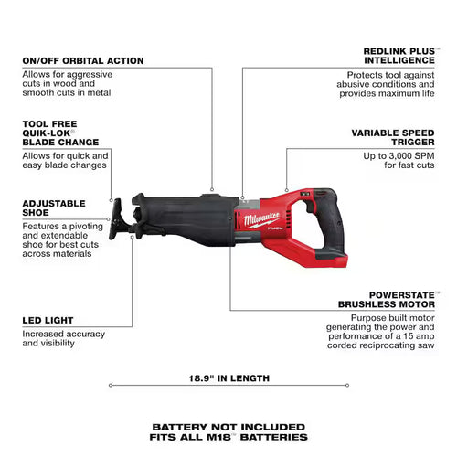 18V Brushless Cordless Reciprocating Saw with Battery & Blade Set K7755