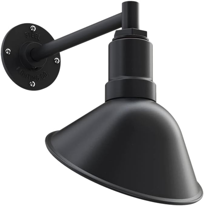 Matte Black 9 in Dome 16 in Gooseneck Outdoor Wall Light C59831