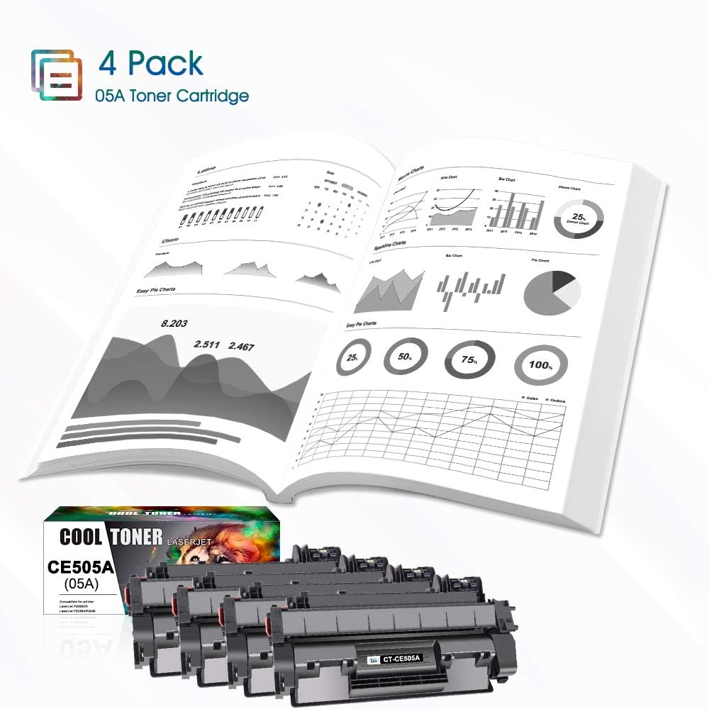 Compatible CE505A Toner Cartridge Replacement 4-Pack Black N907