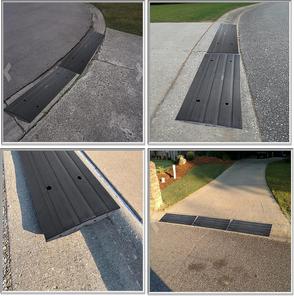 3PCS Rubber Heavy Duty Driveway Curb Ramps B96441