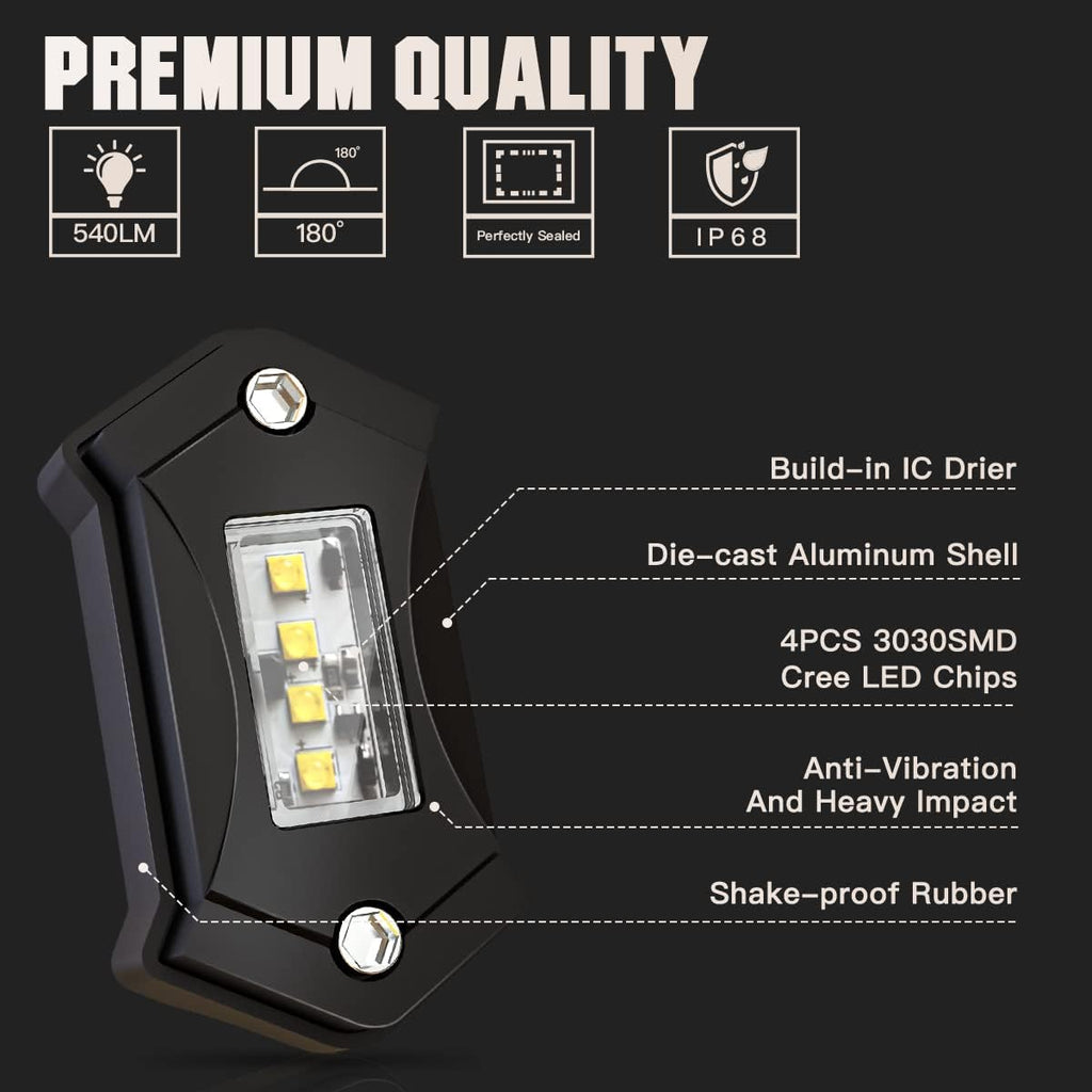 White 12PCS LED Rock Lights D63976