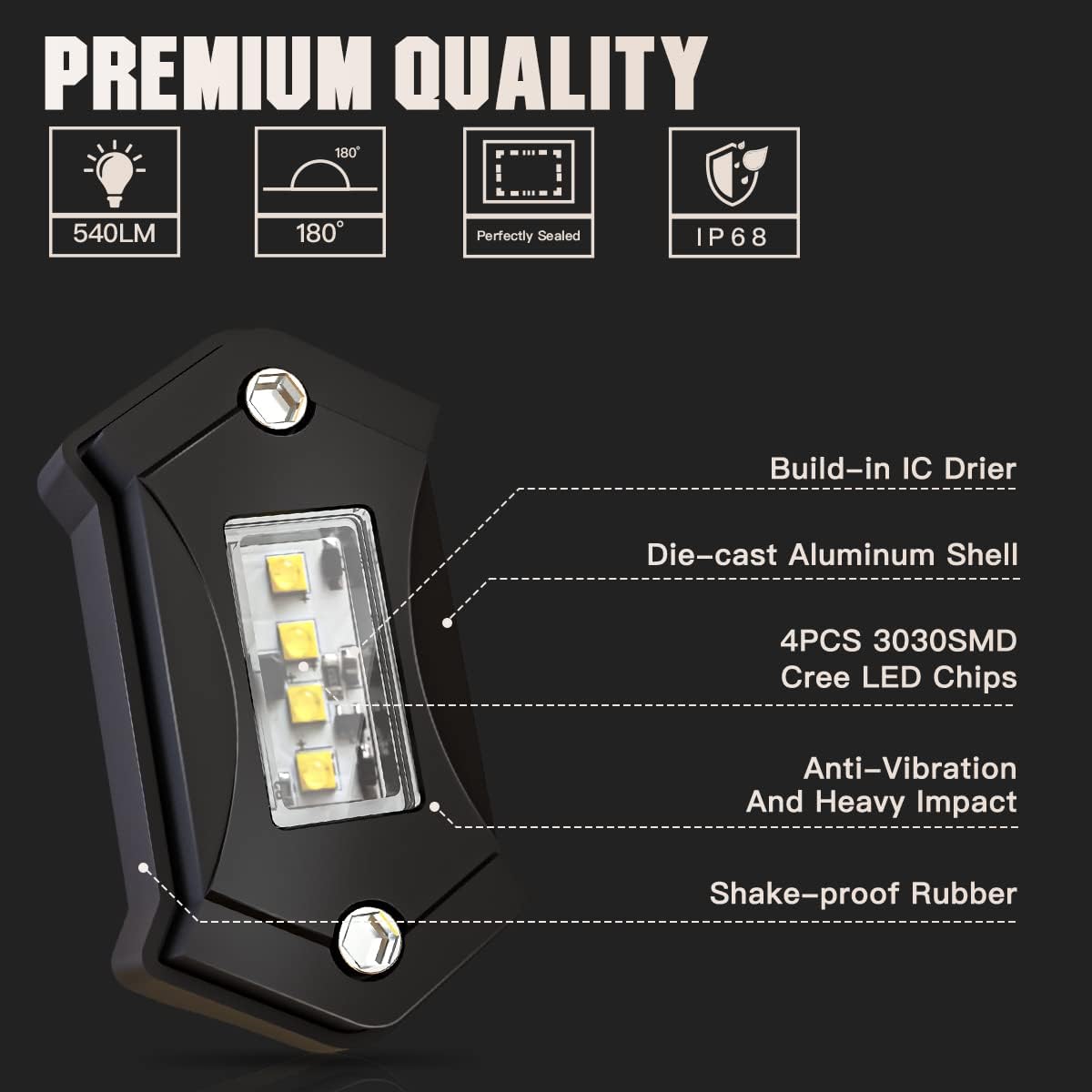 White 12PCS LED Rock Lights D63976