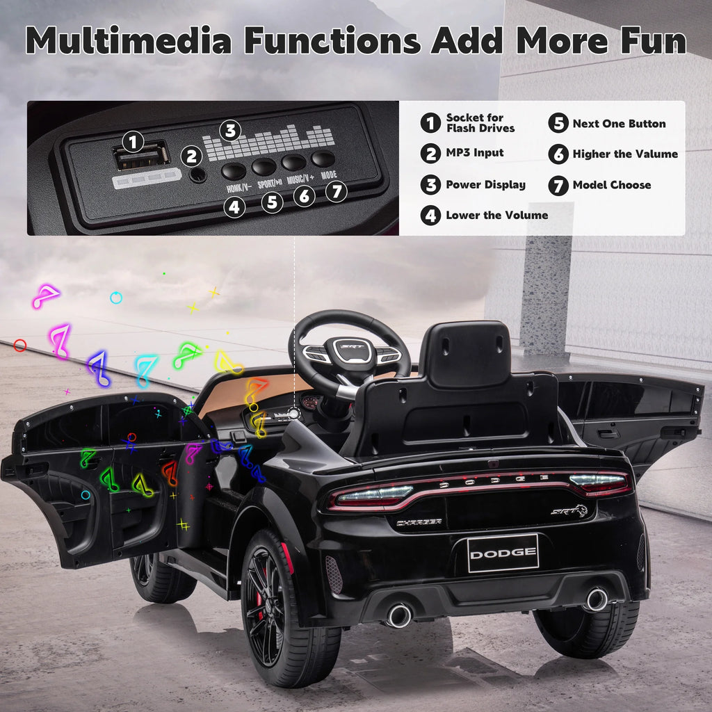 12V Battery Powered Ride On Car with Parent Remote Control, Black G450756