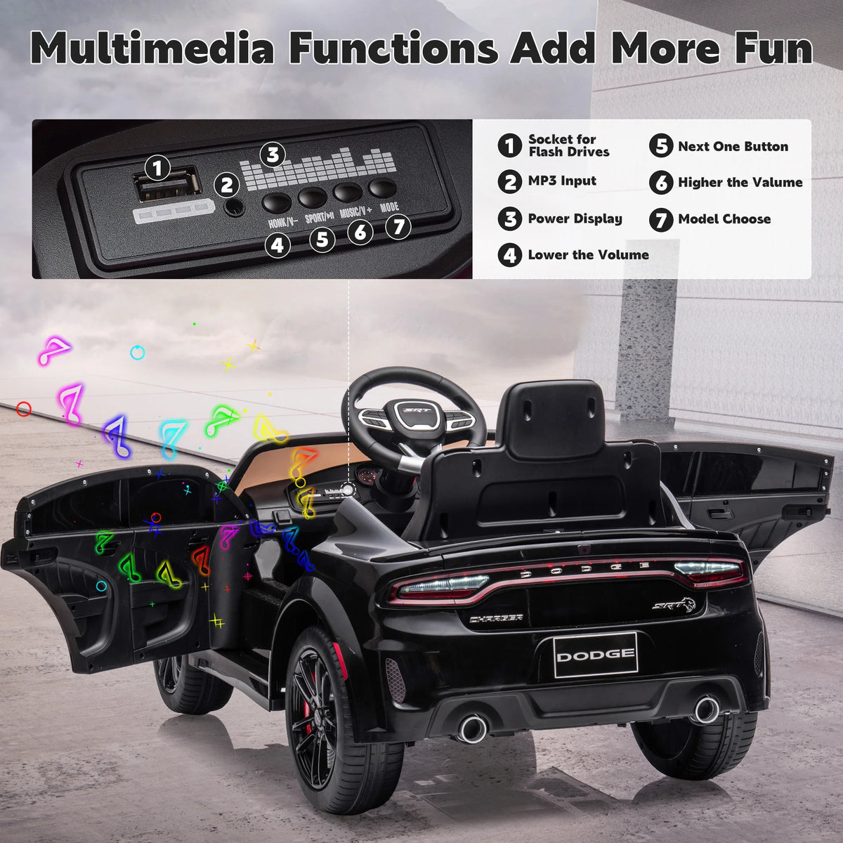 12V Battery Powered Ride On Car with Parent Remote Control, Black G450756