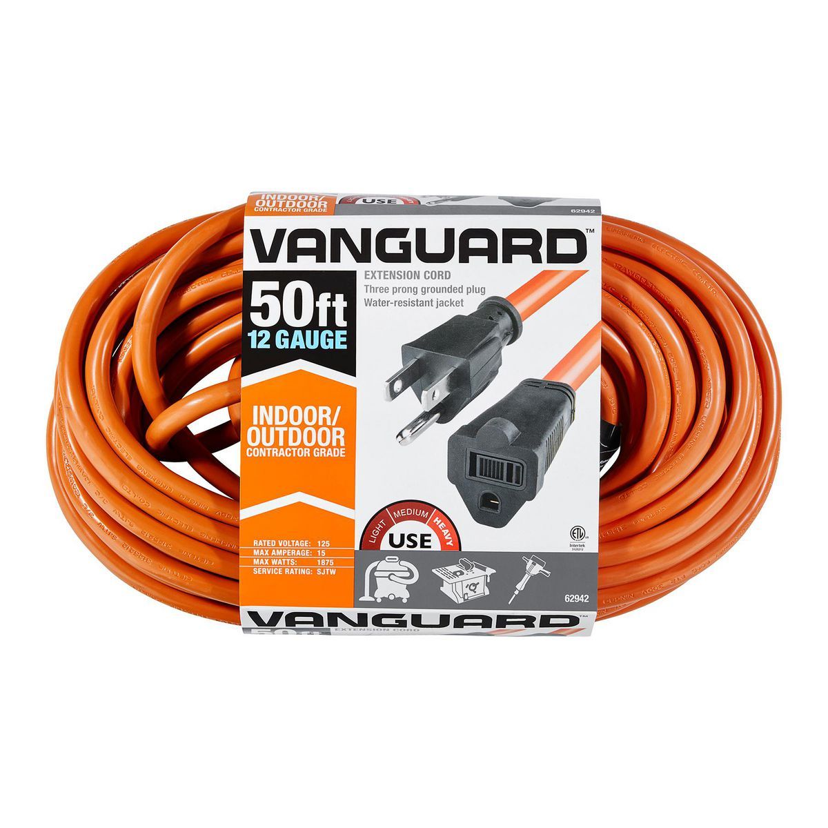 50 ft. 12/3 Gauge Outdoor Extension Cord, Orange E197