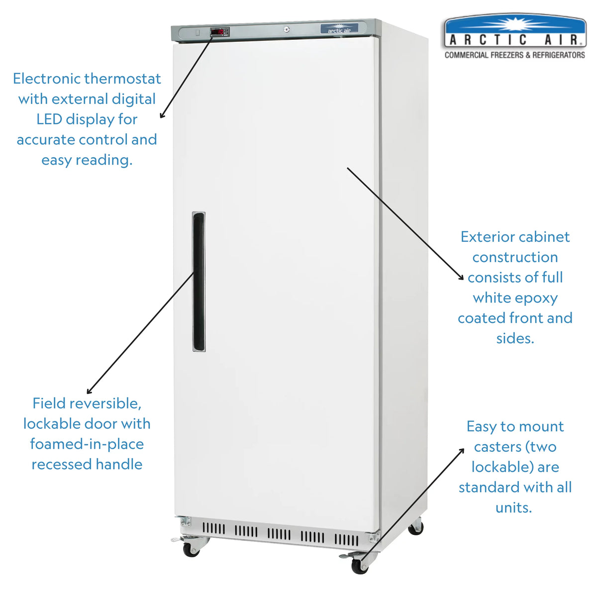 White Single Door Reach in Commercial Refrigerator 25 cu. ft. W54364