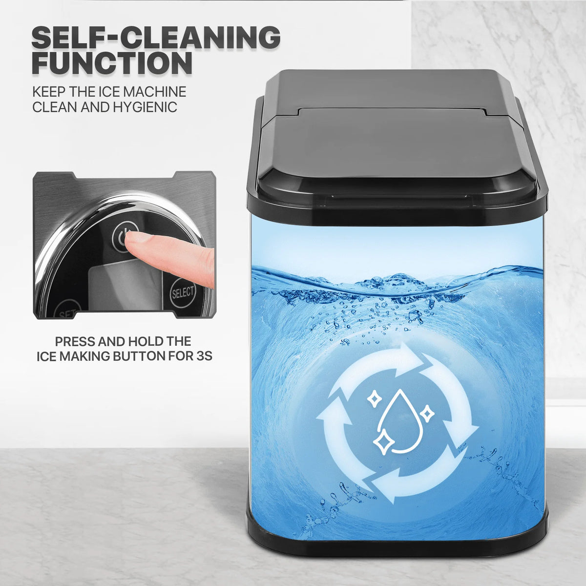 Countertop Portable Ice Maker Machine with Ice Scoop and Basket, Black E975550