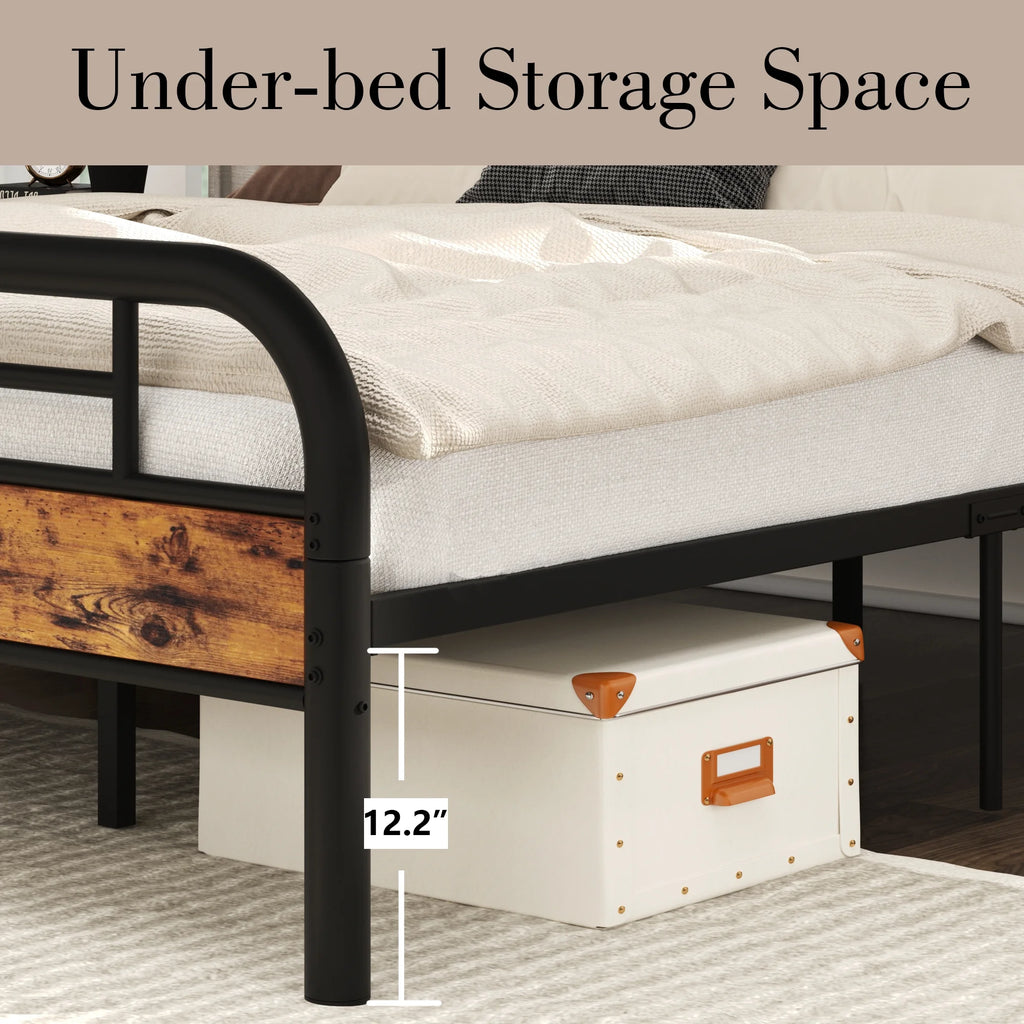 King Platform Bed Frame with Headboard O838