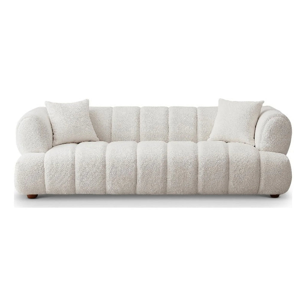 Cream Boucle Fabric Couch N285308
