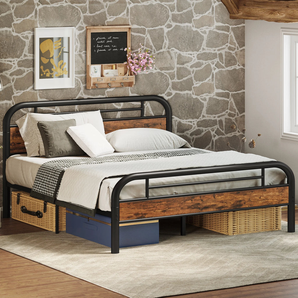 King Platform Bed Frame with Headboard O838