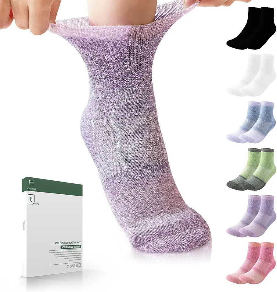 Bamboo Viscose Non Binding Diabetic Ankle Socks 6 Pairs A9824