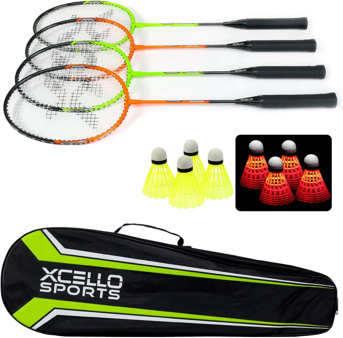 Badminton Racket Set with 4 Rackets, 8 Shuttlecocks and Carry Bag J37415