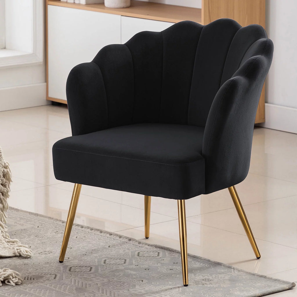 Velvet Accent Chair with Gold Metal Legs J7636