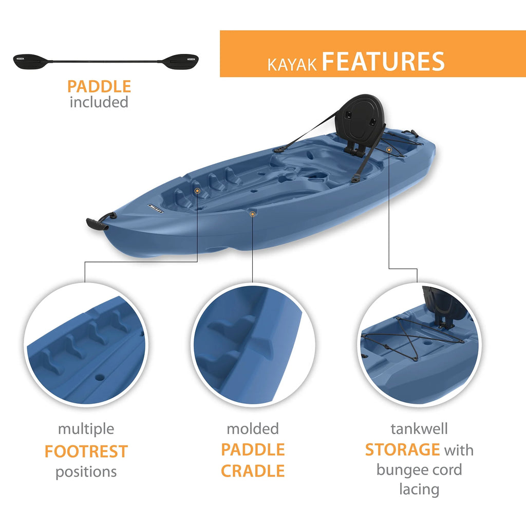 8 ft Sit-on-top Kayak with Paddle, Dark Blue Y616