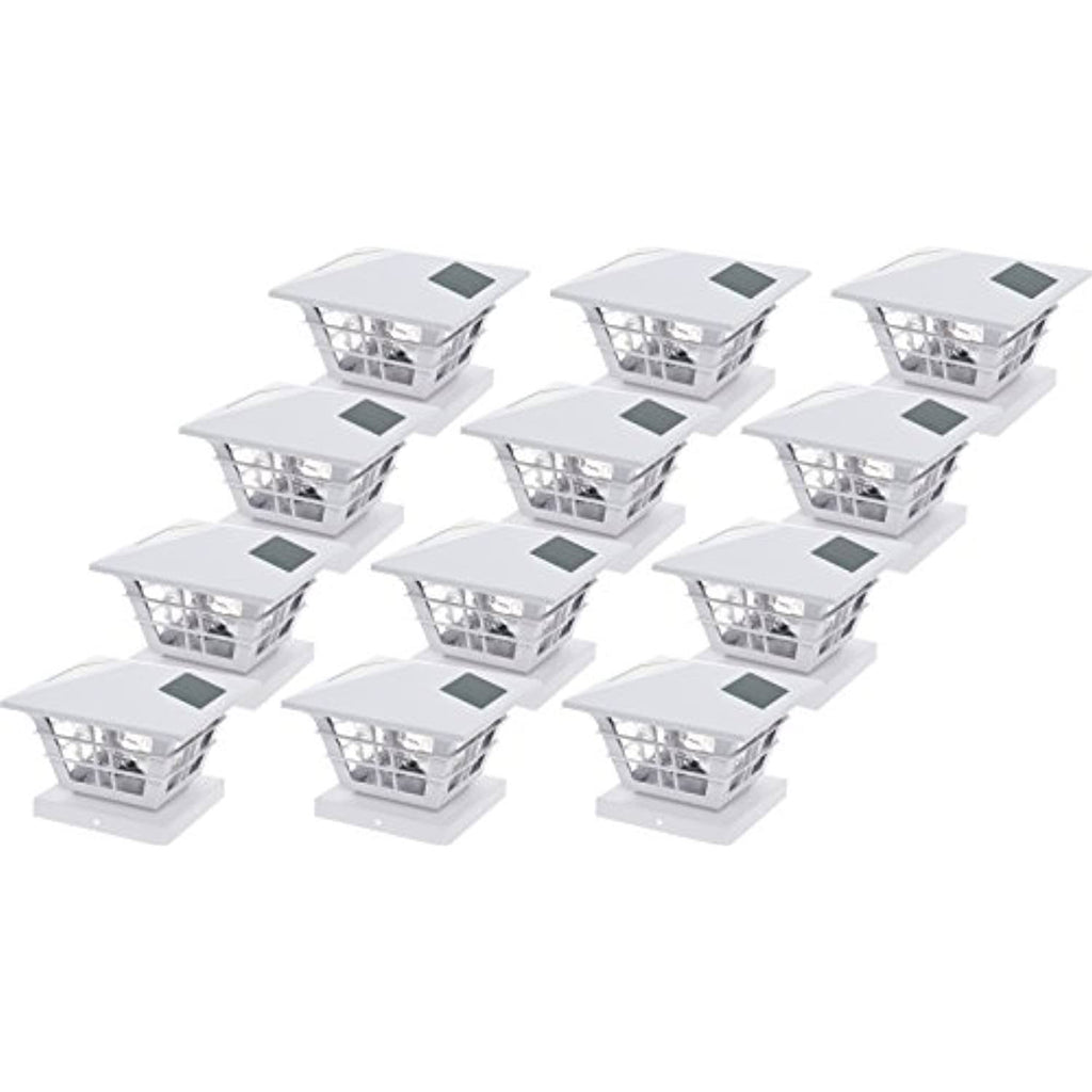 White 12 Pack Solar Post Cap Light with Base Adapter C990353