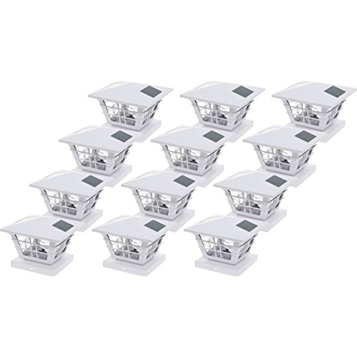 White 12 Pack Solar Post Cap Light with Base Adapter C990353