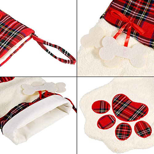 2 Pieces 17.7 Inch Christmas Pet Stockings Buffalo Plaid V6359