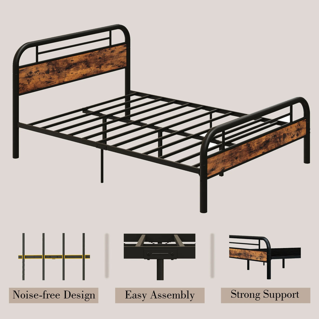 King Platform Bed Frame with Headboard O838