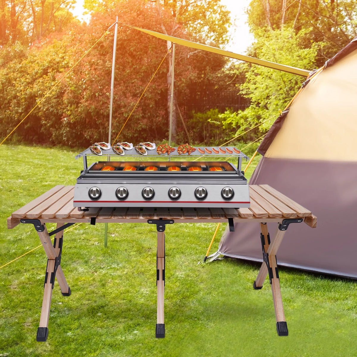 Portable 6 Burner LPG Gas Grill Griddle I470