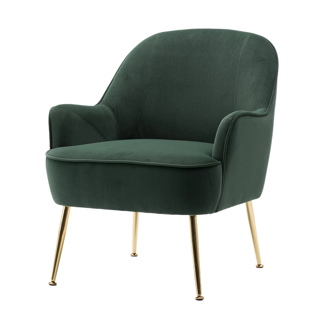 Dark Green Velvet Accent Chair with Gold Legs B25918