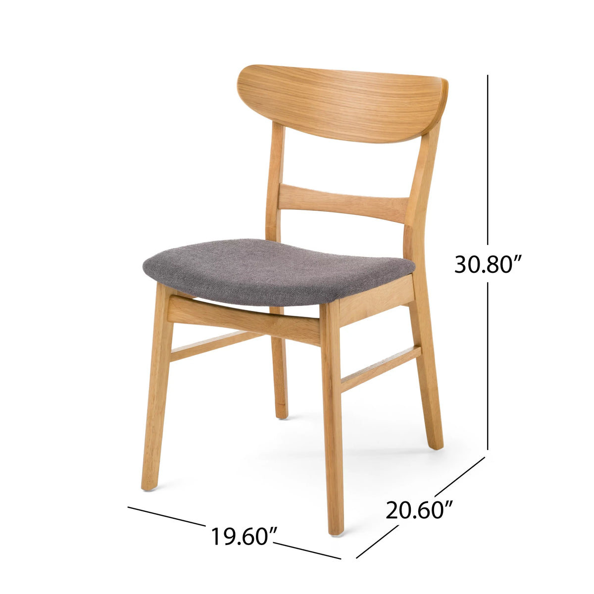 Mid Century Modern Fabric Upholstered Wood Dining Chairs, Set of 2 R340446