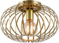 Industrial Semi-Flush Mount Metal Cage Ceiling Light Fixture Gold G783402
