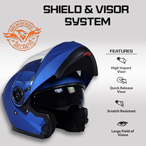 Blue Modular Motorcycle Helmet with Drop Down Visor O8461