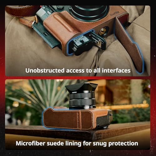 Black Leather Camera Case Kit with Shoulder Strap Y283