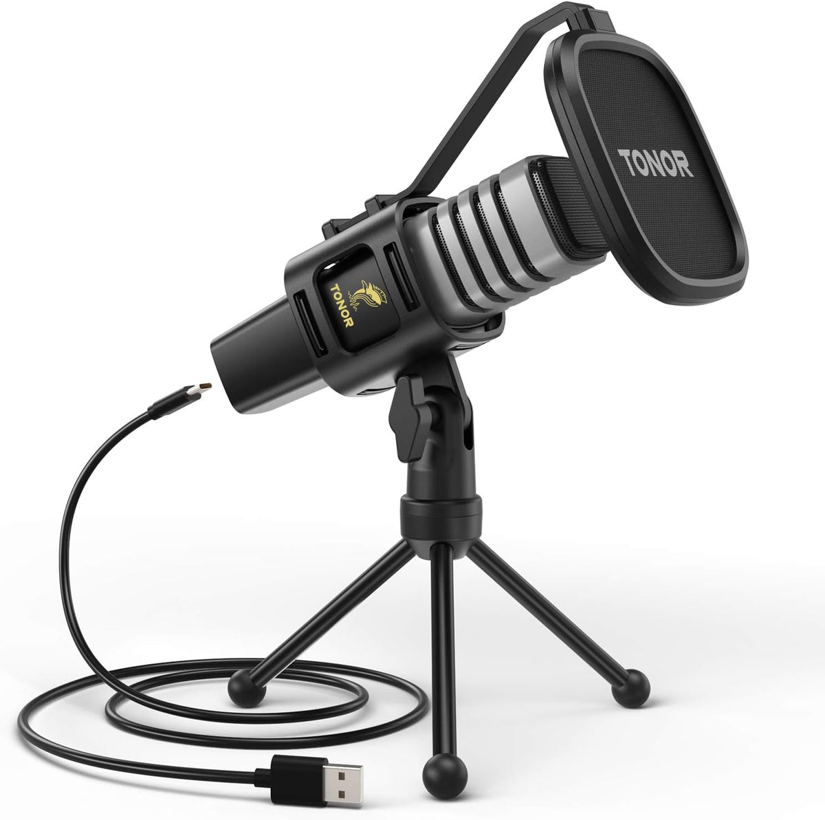 USB Microphone with Tripod Stand, Pop Filter, Shock Mount Q77326