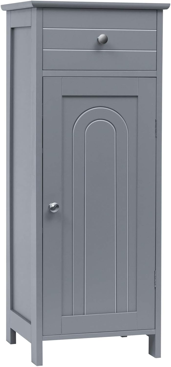 Grey Wooden Bathroom Floor Cabinet with Drawer A461497