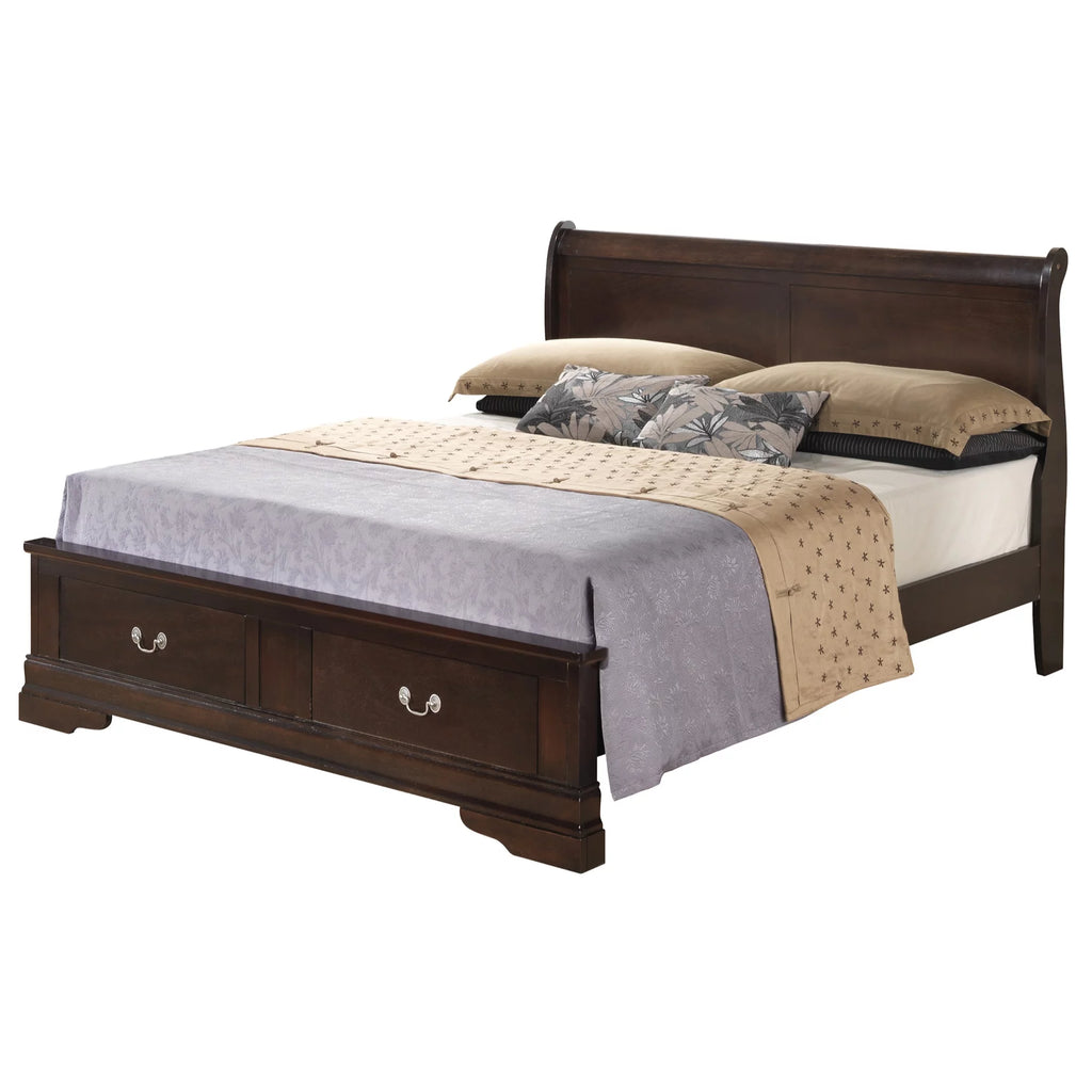 Cappuccino Wood Sleigh Bed Queen Size X166898