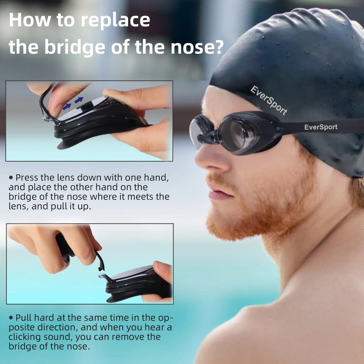 2pack Anti-Fog No Leak Swim Goggles with 3 Nose Pieces V89667