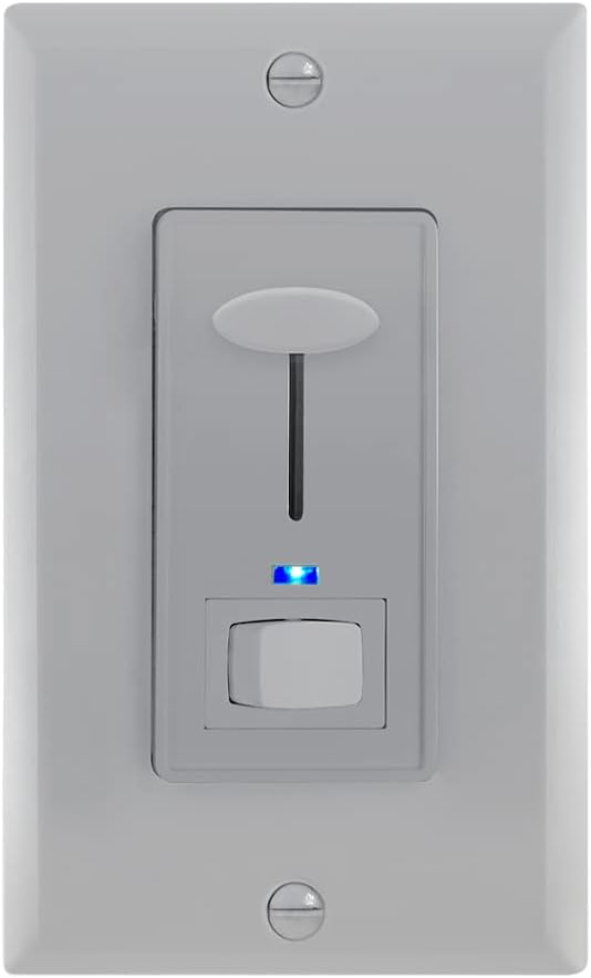 Dimmer Light Switch with Blue Indicator Light, LED Compatible, 3-Way/Single Pole, 600 Watt D883
