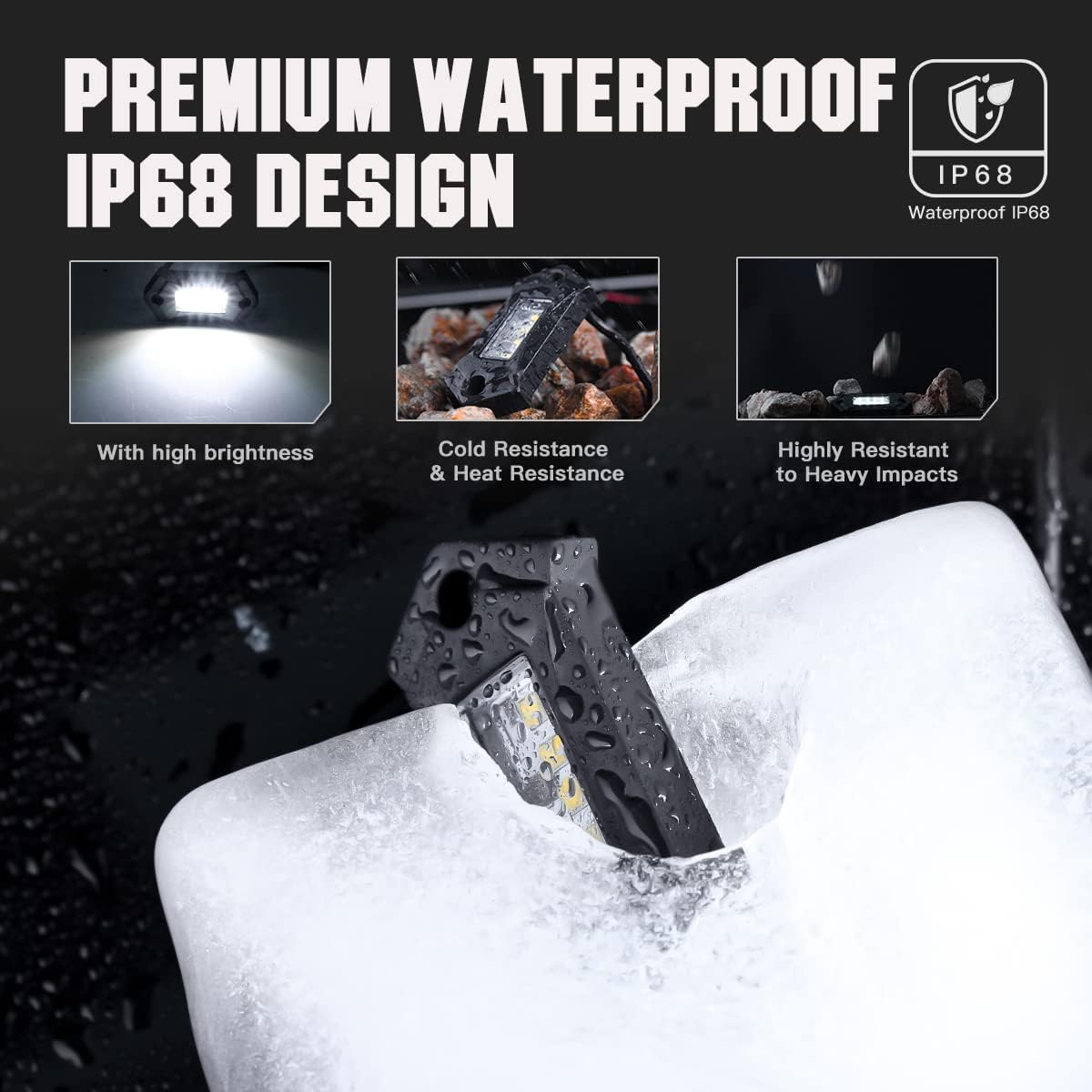White 12PCS LED Rock Lights D63976